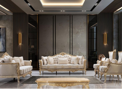 Chesterfield Barock Couch Klassische Wohnzimmer Möbel Komplett Set 5tlg